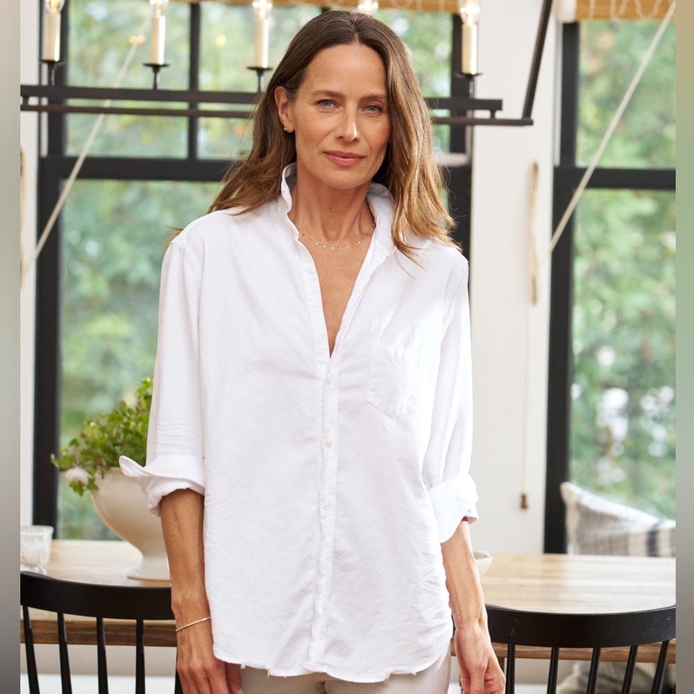 Frank & Eileen Eileen Relaxed Button-Up in White Famous Denim